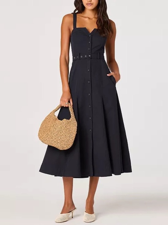 Astr Dresses & Skirts - ASTR the Label Sweetheart Neck Dress Navy Midi MSRP $168